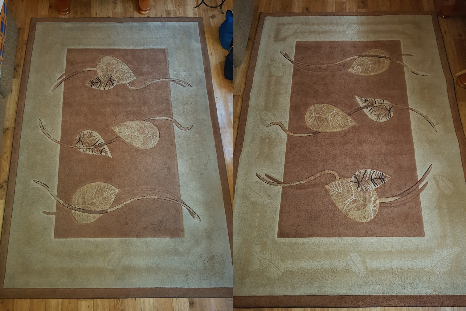 Stary wyczyszczony dywan- po wyczyszczeniu pojawił się pierwotny wzór i dodatkowe liście :)